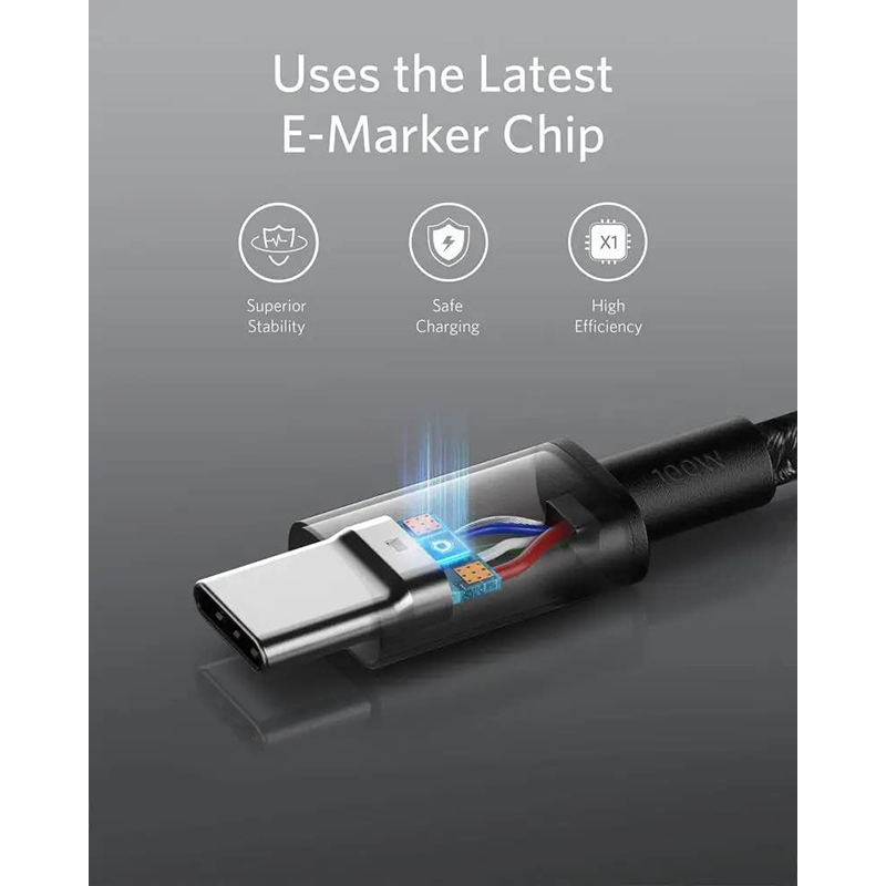 Picture of Anker 333 100W USB-C to USB-C Braided Cable – A8756 -Black