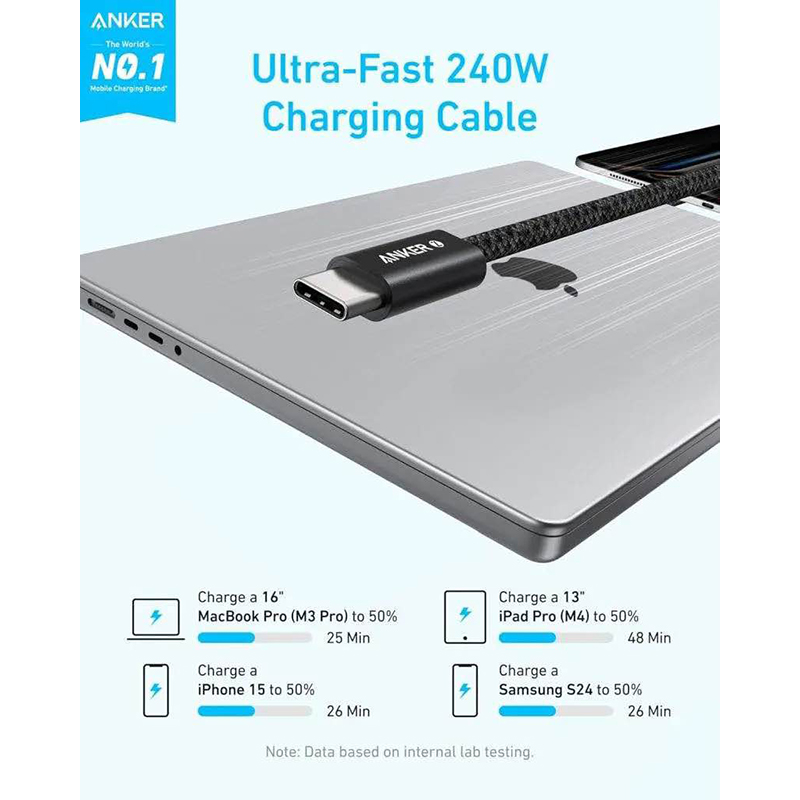 Picture of Anker Zolo 240W USB C to USB C Cable -Black