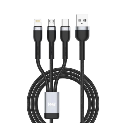 Picture of MKB U311 3 in 1 USB -LIGHTNING/Type-c/micro /100W higt power/FAST Cafule cable -Black