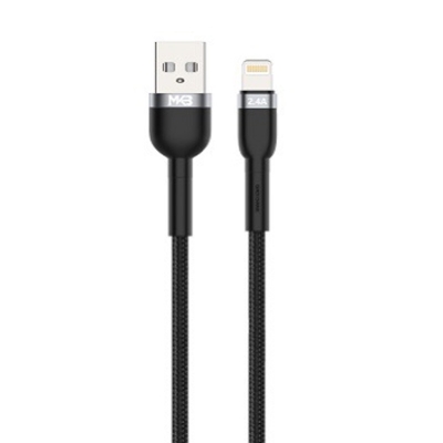 Picture of MKB UL24 Braided 2.4A USB Lightning Data Cable -Black