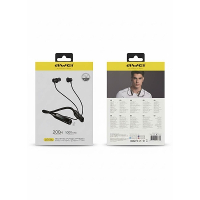 Picture of Awei G75BL 200Hour With Display Neckband Sports Earphones -Black