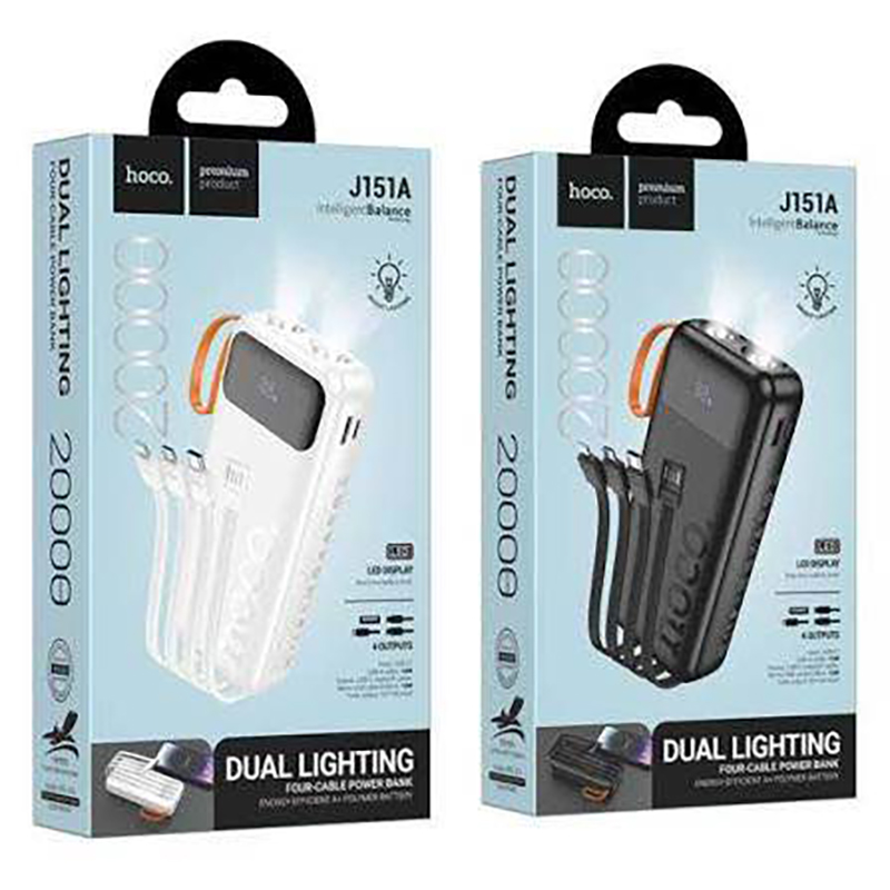 Picture of Hoco J151A Power Bank 20000 mAh Supercharge 22.5W J151 | 10000mAh Powerbank PD3.0 & QC3.0 Fast Charging -Black