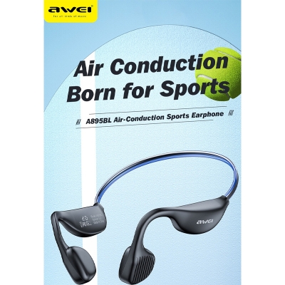 Picture of Awei A895BL Air Conduction Sports Headphones 5.3 Wireless Bluetooth Earphones With LED Light Strip -Black
