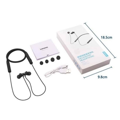 Picture of Lenovo HE05 Wireless In-Ear Neckband Earphones - Black -Black