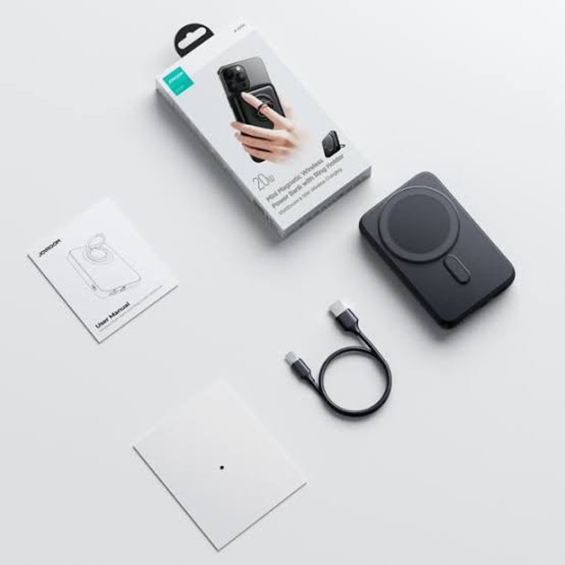 Picture of Joyroom JR-W050 20W 10000mah Magnetic Wireless Power Bank with Ring Holder -Black