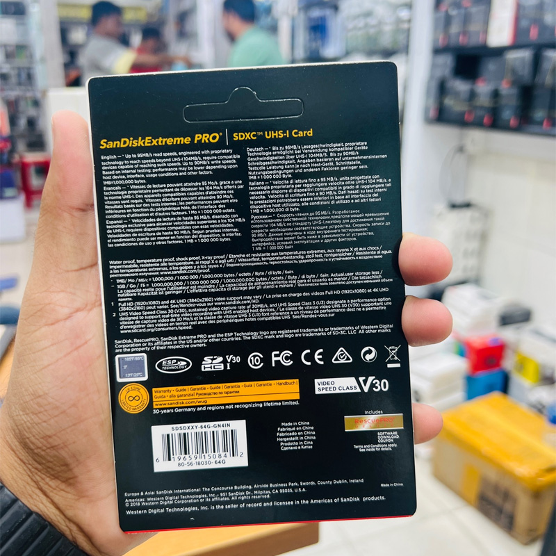 Picture of SanDisk Extreme PRO 64GB 200mbps SDXC UHS-I Memory Card -64GB