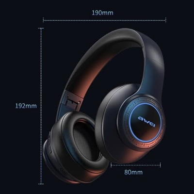 Picture of Awei A300BL Wireless Headset Strong Bass Stereo Foldable LED Breathing Lighting With Built-in Microphone FM Redio -Black