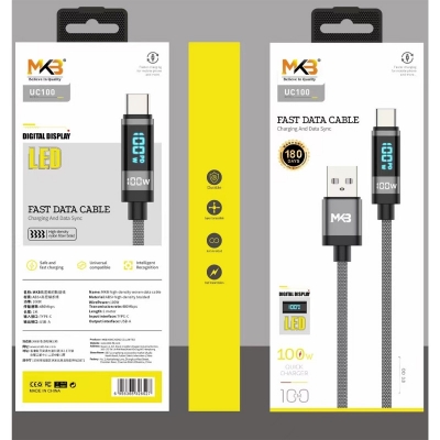 Picture of MKB UC100 Braided 100W PD3.1 Data And Charging Cable -Black