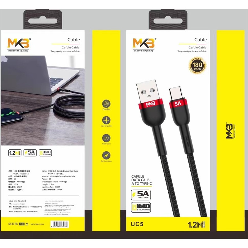 Picture of MKB UC5 Braided 5A USB TYPE-C Cable -Black