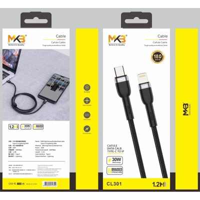 Picture of MKB CL301 Braided 30W TYPE-C to Lightning Cable -Black