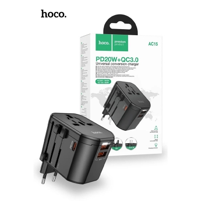 Picture of HOCO AC15 Walker 3-Port PD20W + 2USB Universal Conversion Charger -Black