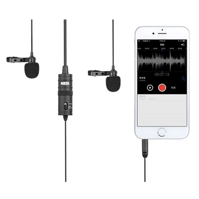 Picture of Boya BY-M1DM Dual Omni-directional Lavalier Microphone - Official - Black