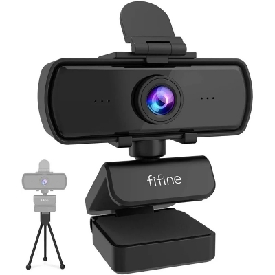 Picture of Fifine K420 Webcam 1440P, 2K Web Camera With Privacy Cover & Tripod For Laptop Desktop, Plug & Play 4MP HD USB Webcam With Built-In Mic For Live Streaming, Zoom Meeting, Online Class, Video Calling - Black
