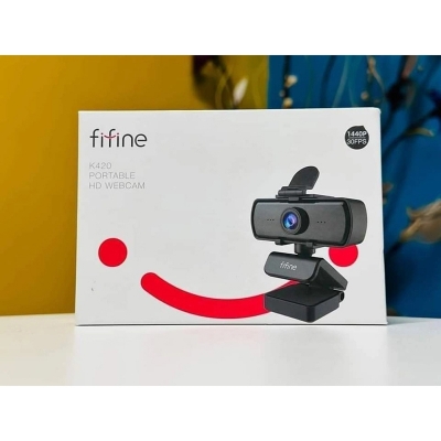 Picture of Fifine K420 Webcam 1440P, 2K Web Camera With Privacy Cover & Tripod For Laptop Desktop, Plug & Play 4MP HD USB Webcam With Built-In Mic For Live Streaming, Zoom Meeting, Online Class, Video Calling - Black