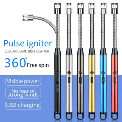 Picture of Windproof 360 Degree Free Rotation BBQ Lighter USB Rechargeable Electric Arc Lighter for Candle Kitchen