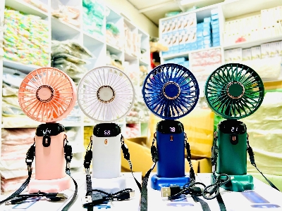 Picture of Portable USB Mini Fan 5 Speeds Adjustable Home Office School Gym Hanging Neck Fans Summer Sports Travel Picnic Cooling