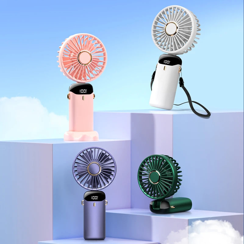 Picture of Portable USB Mini Fan 5 Speeds Adjustable Home Office School Gym Hanging Neck Fans Summer Sports Travel Picnic Cooling