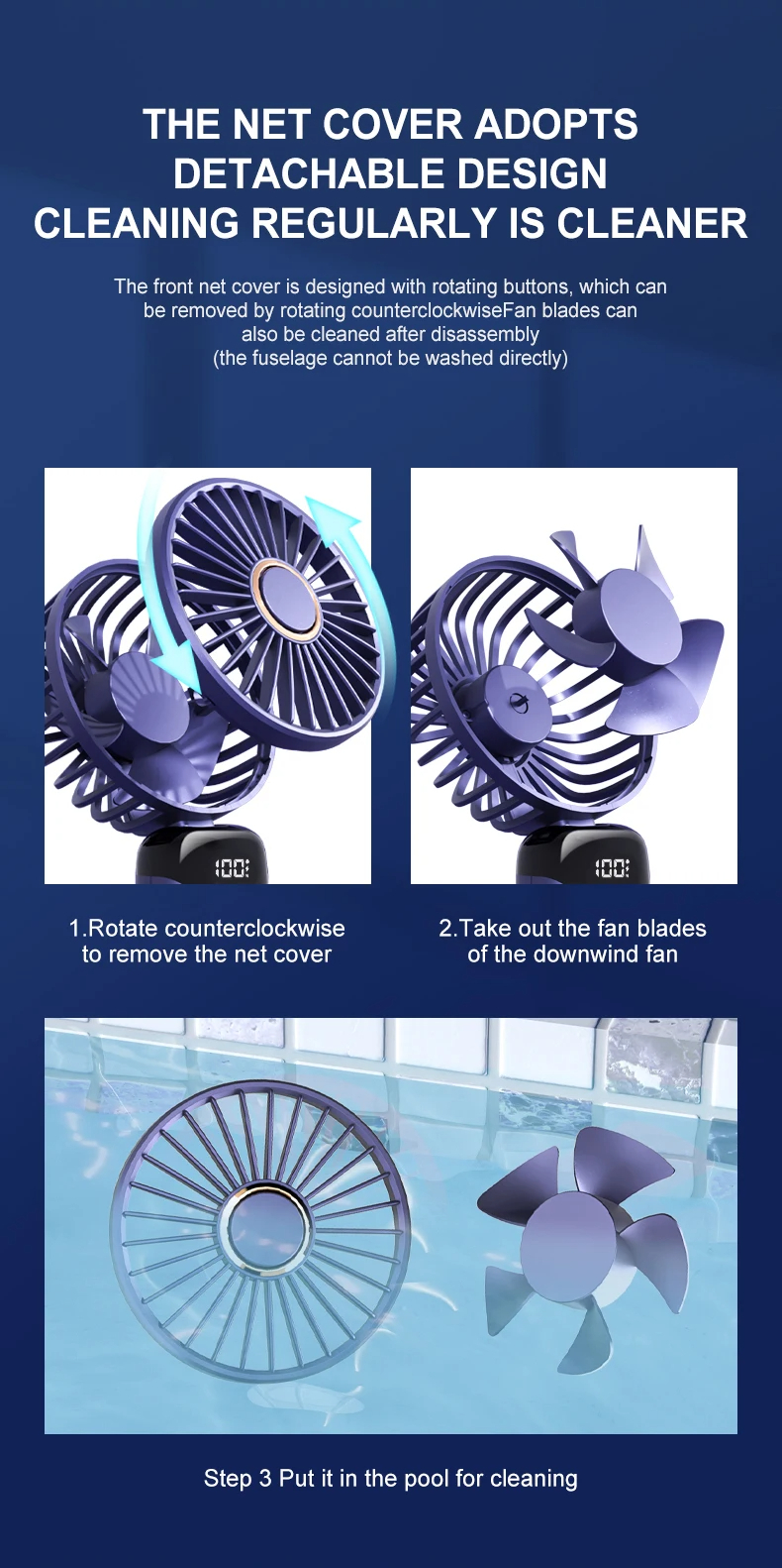 Picture of Portable USB Mini Fan 5 Speeds Adjustable Home Office School Gym Hanging Neck Fans Summer Sports Travel Picnic Cooling