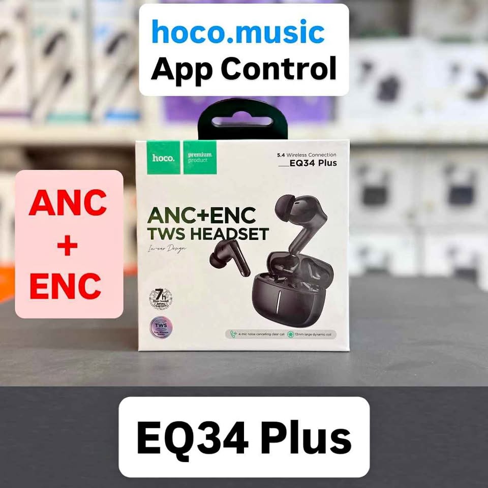 Picture of Hoco EQ34 Plus True Wireless ANC+ENC Noise Reduction App Control Bluetooth Earphone(Black)