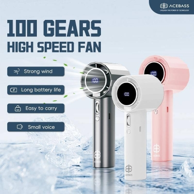 Picture of 100 Speed Portable Handheld Fan A01 Turbo Brushless Motor Digital Display Rechargeable Mini Fan