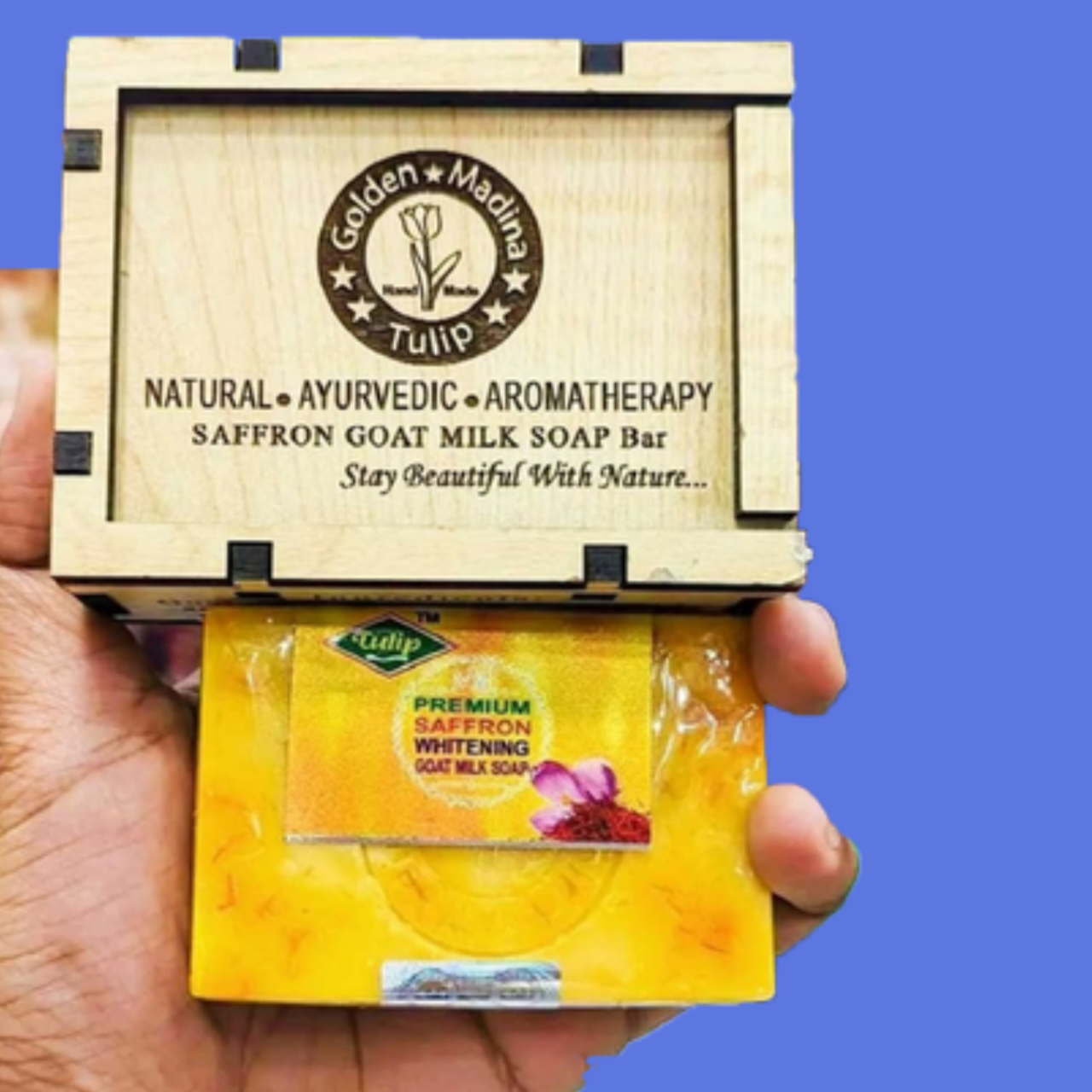 Picture of Golden Madina Tulip Hand Made Saffron Goat Milk Bar Soap 1 Pcs