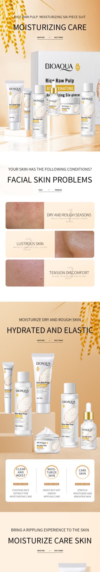 Picture of 6 in 1 Bioaqua Rice Pulp Glow Moisturizing Skin Set