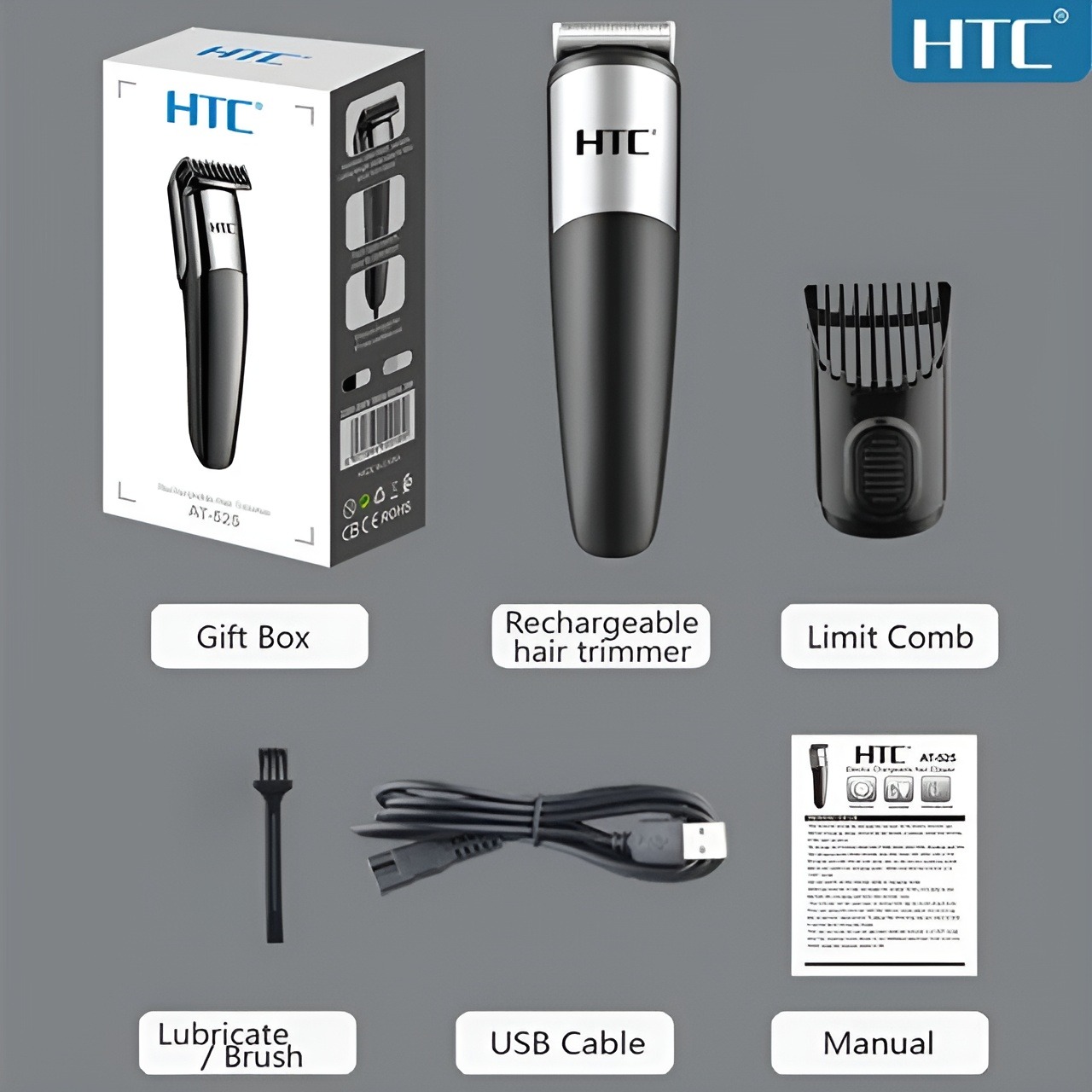 Picture of HTC AT-525 Rechargeable Men's Beard Hair Shaver Trimmer For Men