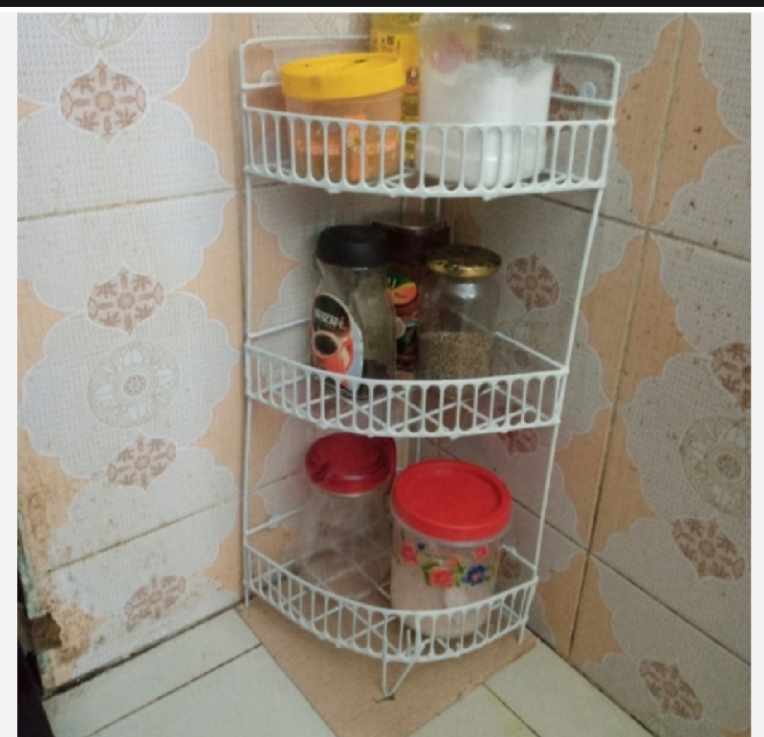 Picture of 3+2 Layer Corner Shelf 2 Pcs Rack, Multi-Layer Rack Storage Organizer Metal Shelves Shelf Hol...