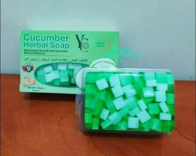 Picture of YC Cucumber Herbal Soap Natural Skincare Bar for Face And Body Refreshing Cleansing And Moisturizing