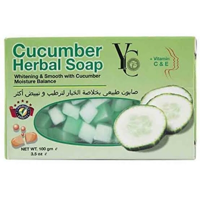 Picture of YC Cucumber Herbal Soap Natural Skincare Bar for Face And Body Refreshing Cleansing And Moisturizing