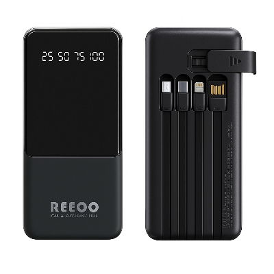 Picture of Reeoo Power Bank 10000mAh (With 4 Cable ) - RP-30 Black