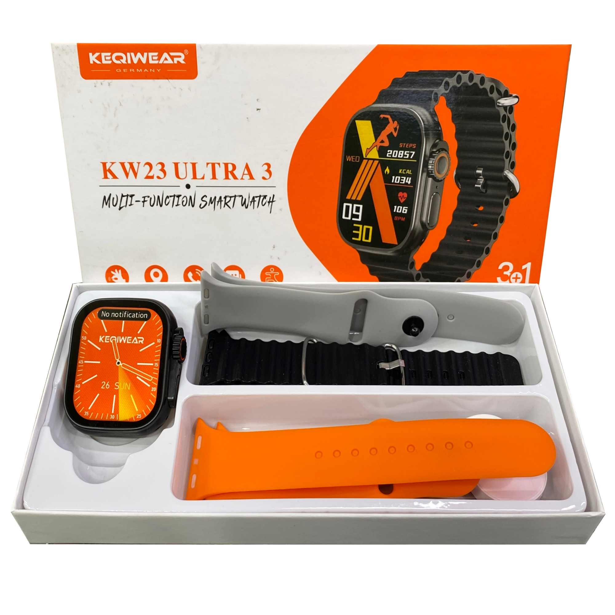 Picture of Keqiwear KW23 Ultra 3 BT Calling Smart Watch with 3 Straps 