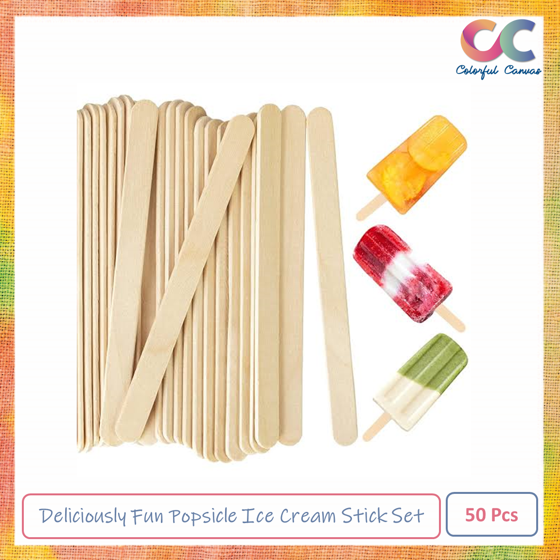 Picture of Deliciously Fun Popsicle Ice Cream Stick Set - 50 Pcs for Summer Treats and Refreshing Snacks