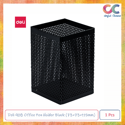 Picture of deli Pen Holder 73×73×115mm Mesh Steel Barrel 908 Black 1pcs