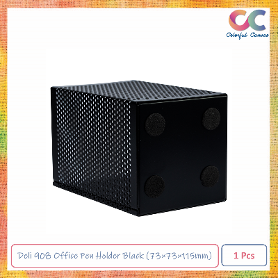 Picture of deli Pen Holder 73×73×115mm Mesh Steel Barrel 908 Black 1pcs