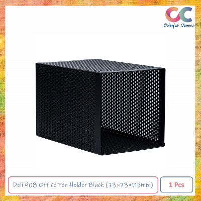 Picture of deli Pen Holder 73×73×115mm Mesh Steel Barrel 908 Black 1pcs