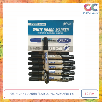 Picture of GXin G-213B Black Refillable Whiteboard Marker Pen - 12 Pieces