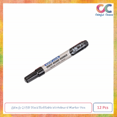 Picture of GXin G-213B Black Refillable Whiteboard Marker Pen - 12 Pieces
