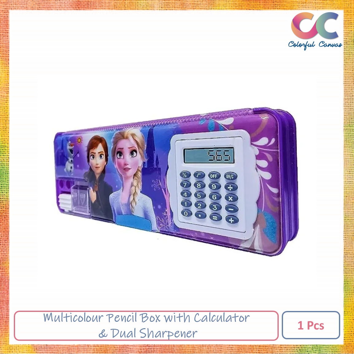 Picture of Pencil Box with Calculator & Dual Sharpener for Kids for School, Any colour