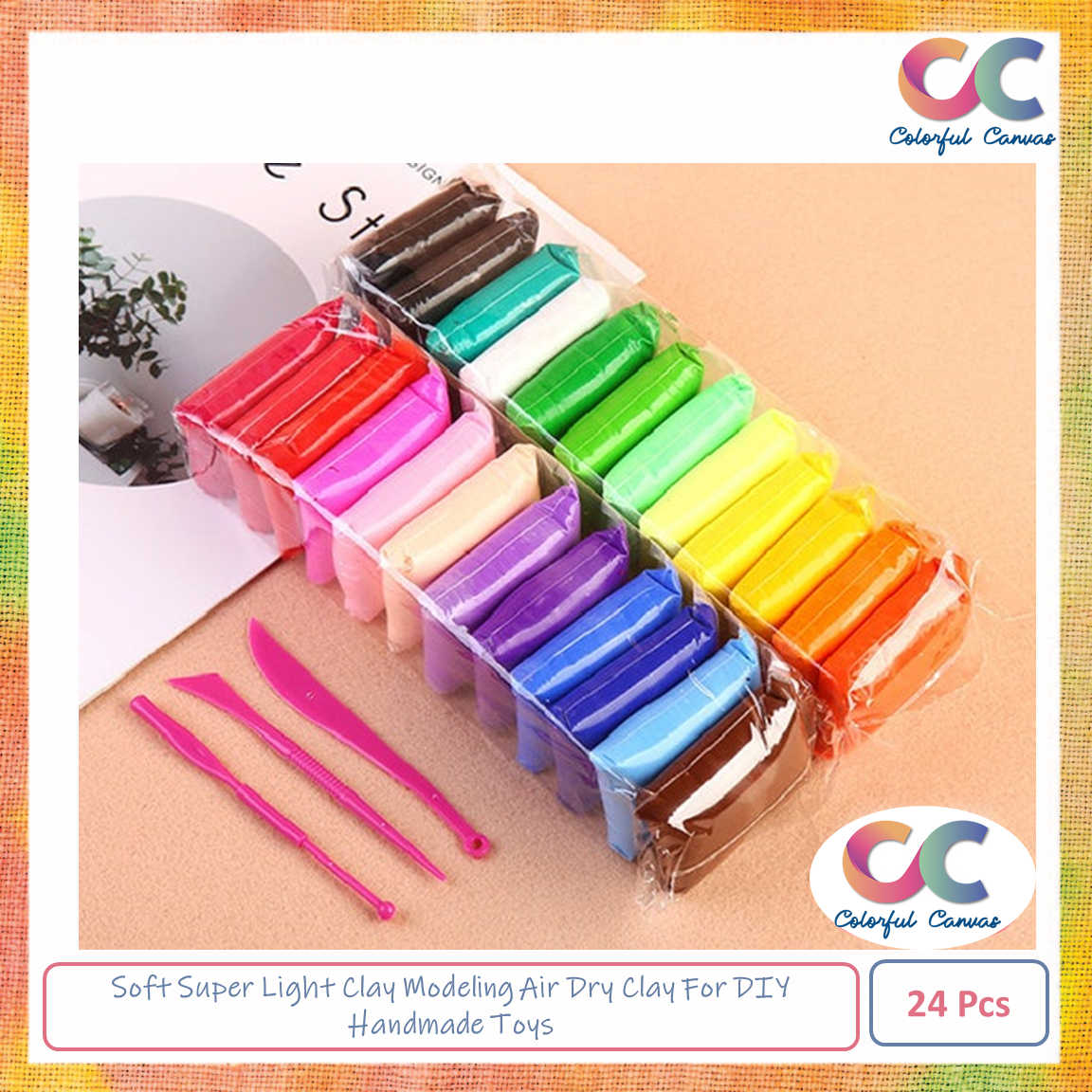 Picture of 2 Set 12 Colors Soft Super Light Clay Modeling Air Dry Clay For DIY Handmade Toys