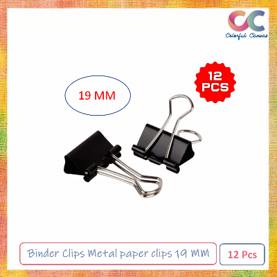 Picture of Binder Clips Metal paper clips 19 MM 12 Pcs