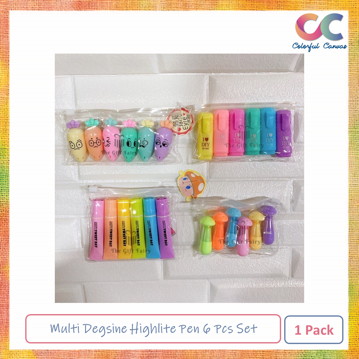 Picture of Multi Degsine Highlite Pen 6 Pcs Set 1 Pack