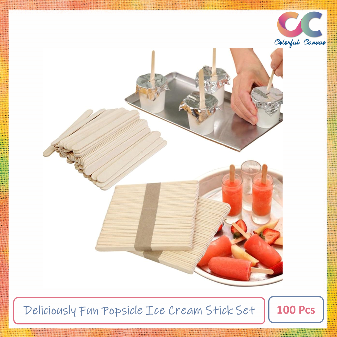 Picture of Deliciously Fun Popsicle Ice Cream Stick Set - 100 Pcs 1 Pack