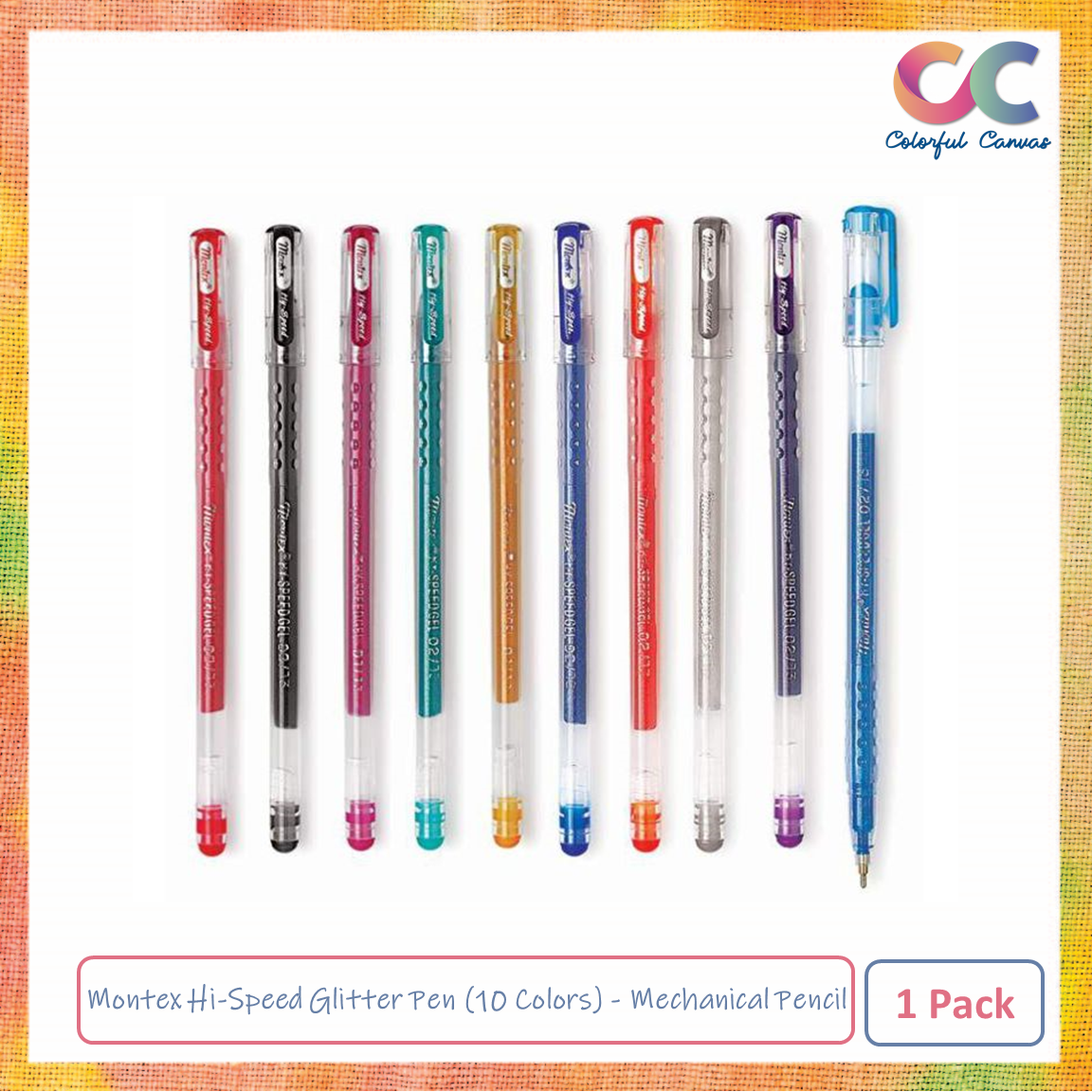 Picture of Montex Hi-Speed Glitter Pen (10 Colors) - Mechanical Pencil 1 Pack
