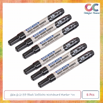 Picture of GXin G-213B Black Refillable Whiteboard Marker Pen 6 Pcs