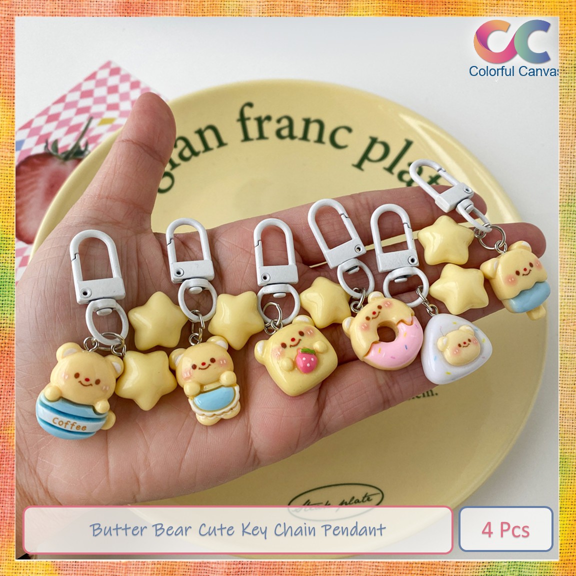 Picture of Butter Bear Cute Key Chain Pendant 4 Pcs