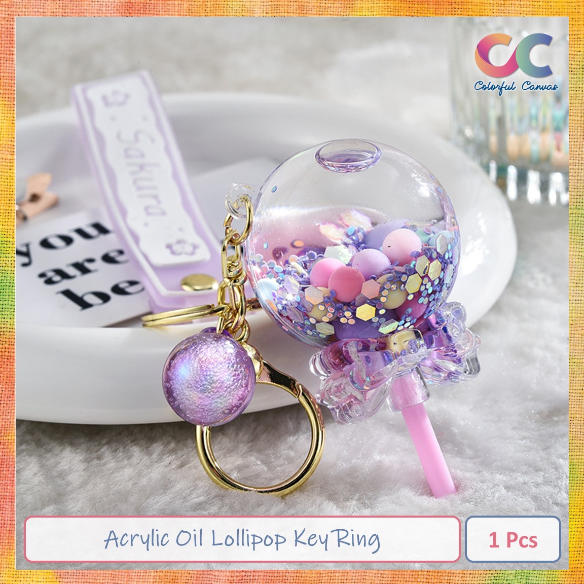 Picture of Acrylic Oil Lollipop Key Ring