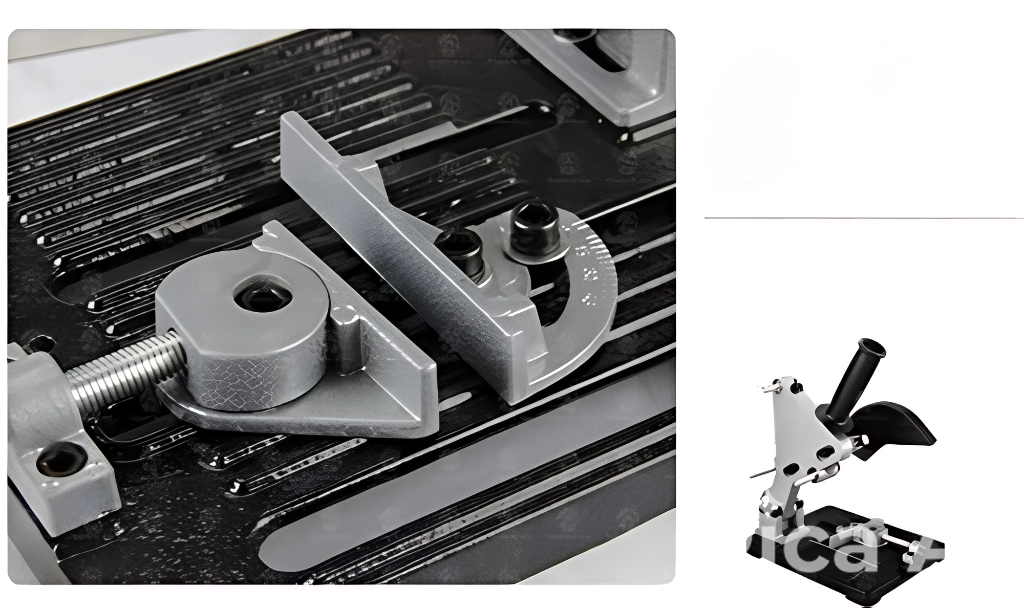 Picture of Grinder Stand (Alluminum Alloy) compatible with 4 -5 Universal Grinder Accessories Angle Grinder Holder Woodworking Cut Tool Stand Dark As 