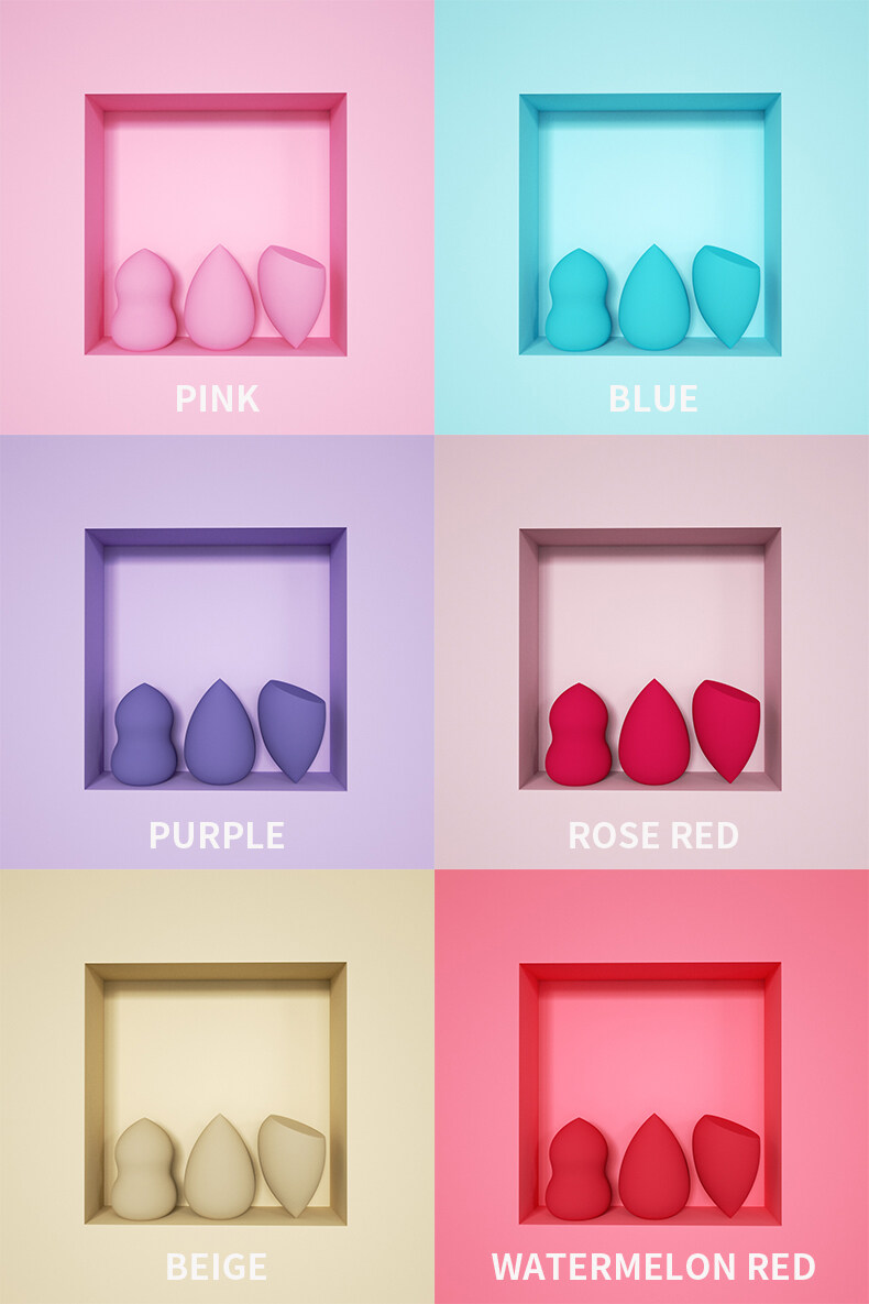 Picture of 6Pcs Beauty egg Make Up Sponge Egg Puff Pink 