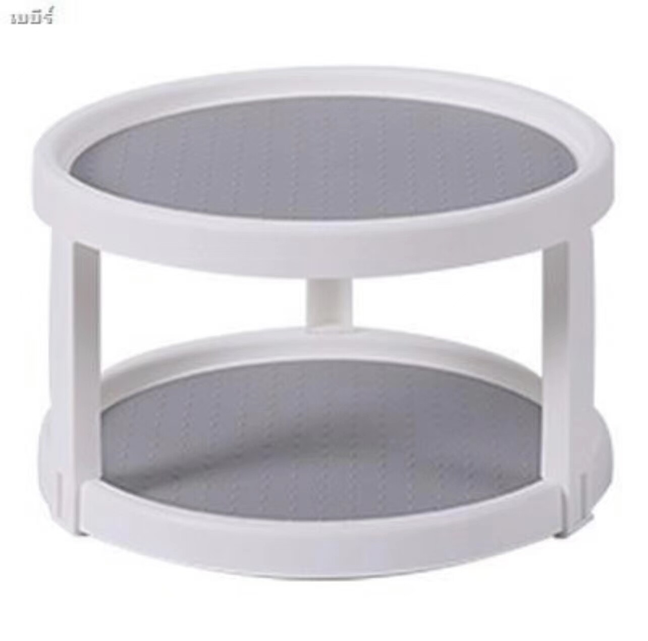 Picture of Kitchen 360 Rotation Rack 2 Tier Storage Box Shelf White 